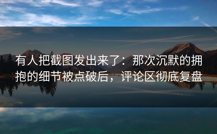 有人把截图发出来了：那次沉默的拥抱的细节被点破后，评论区彻底复盘